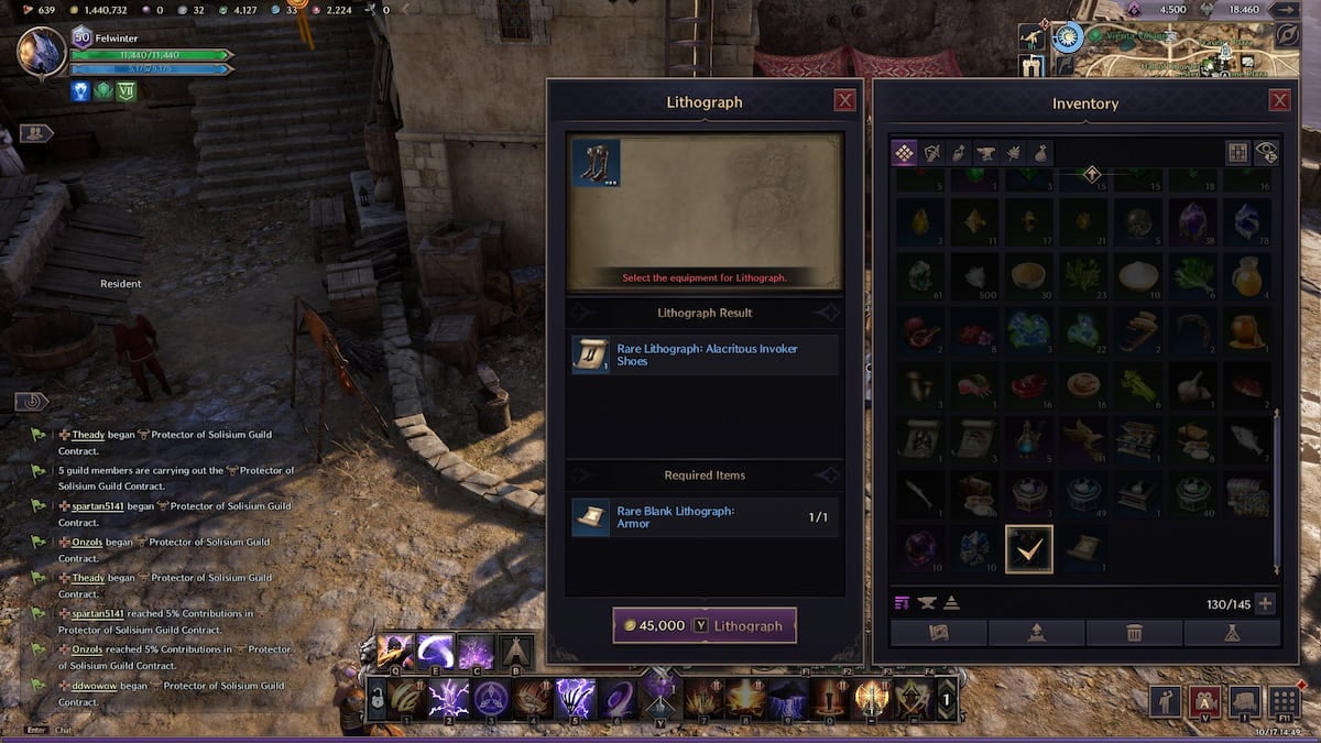 Rare item Lithograph crafting in Throne and Liberty