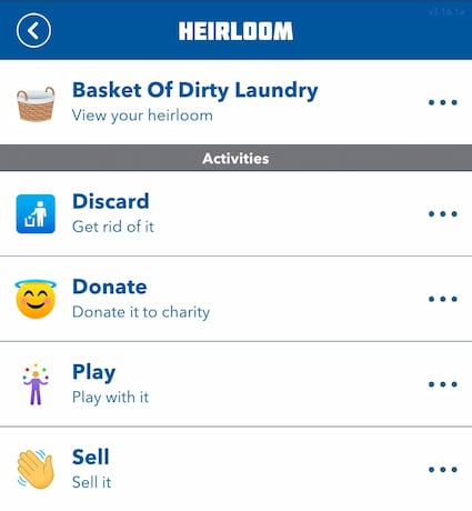 Picture showing Its Giving Tree challenge showing the Heirloom in Bitlife.