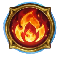 This icon of the Fiery skill in The Bazaar features a bright orange and red flame