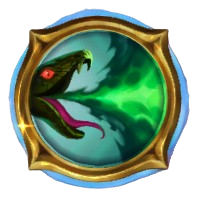 A green snake breathes a flame of poison in The Bazaar. This is the image for the Final Dose skill