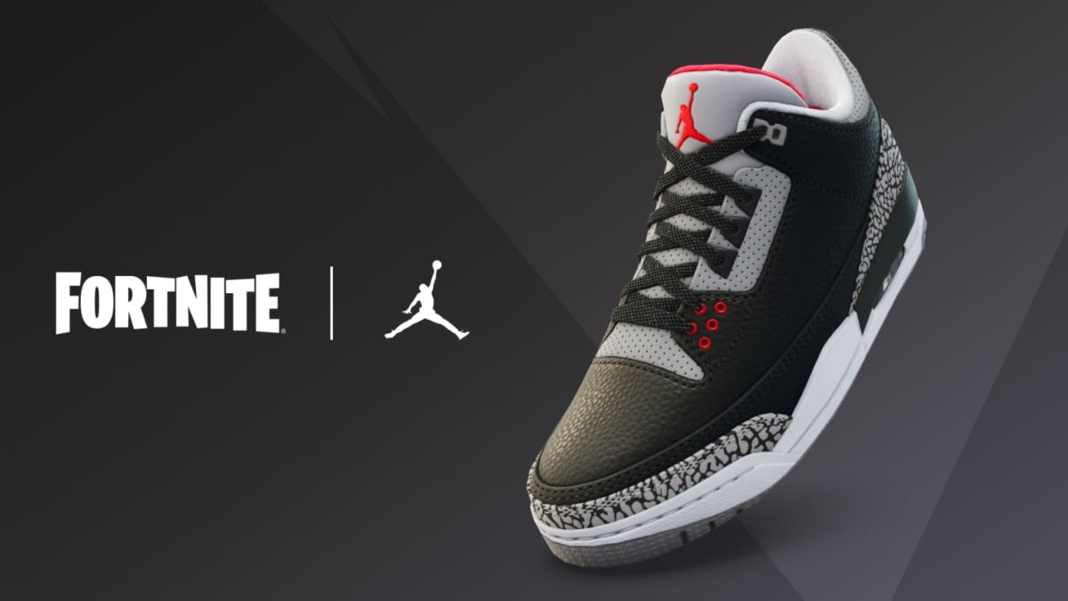 air jordan 3 black/cement gray kicks fortnite