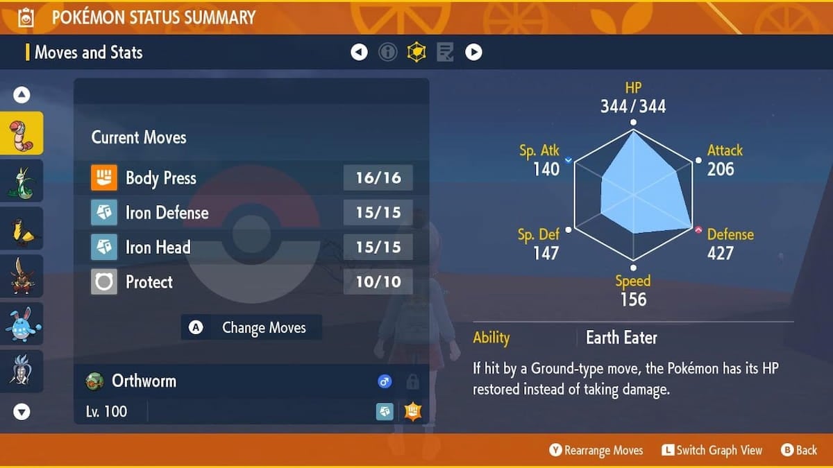 Orthworm's stats and moveset in Pokémon Scarlet and Violet.