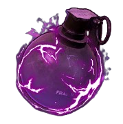 A spherical grenade with shiny purple effects.