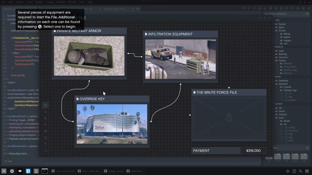 An image from GTA Online of the Brute Force File set up missions. You must compete these three objectives before starting the main mission.