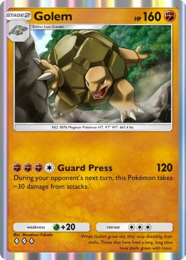 The Golem card from Mythical Island in Pokemon TCG Pocket