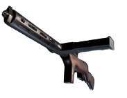 A standard-looking SMG with a dark grey barrel and beige handle