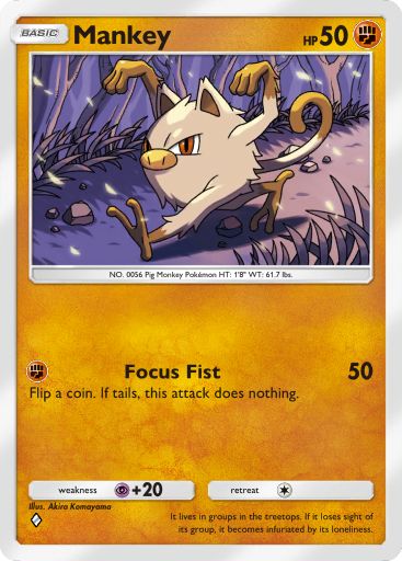 The Mankey card from Mythical Island in Pokemon TCG Pocket