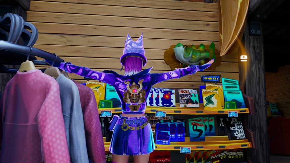 dancing in front of a fish trophy in fortnite OG