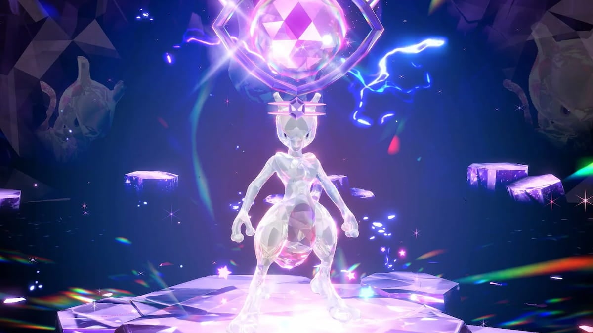 Mewtwo with the Psychic Tera Type in Pokémon Scarlet and Violet.