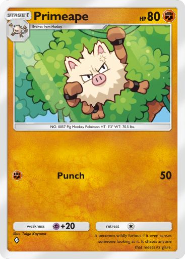 The Primeape card from Mythical Island in Pokemon TCG Pocket