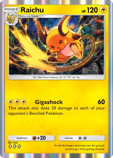 The Raichu card from Mythical Island in Pokemon TCG Pocket