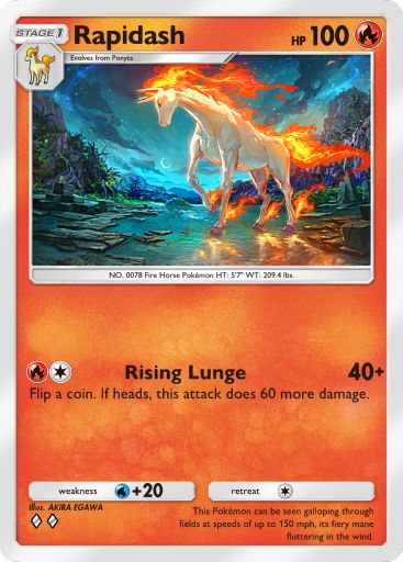 The Rapidash card from Mythical Island in Pokemon TCG Pocket