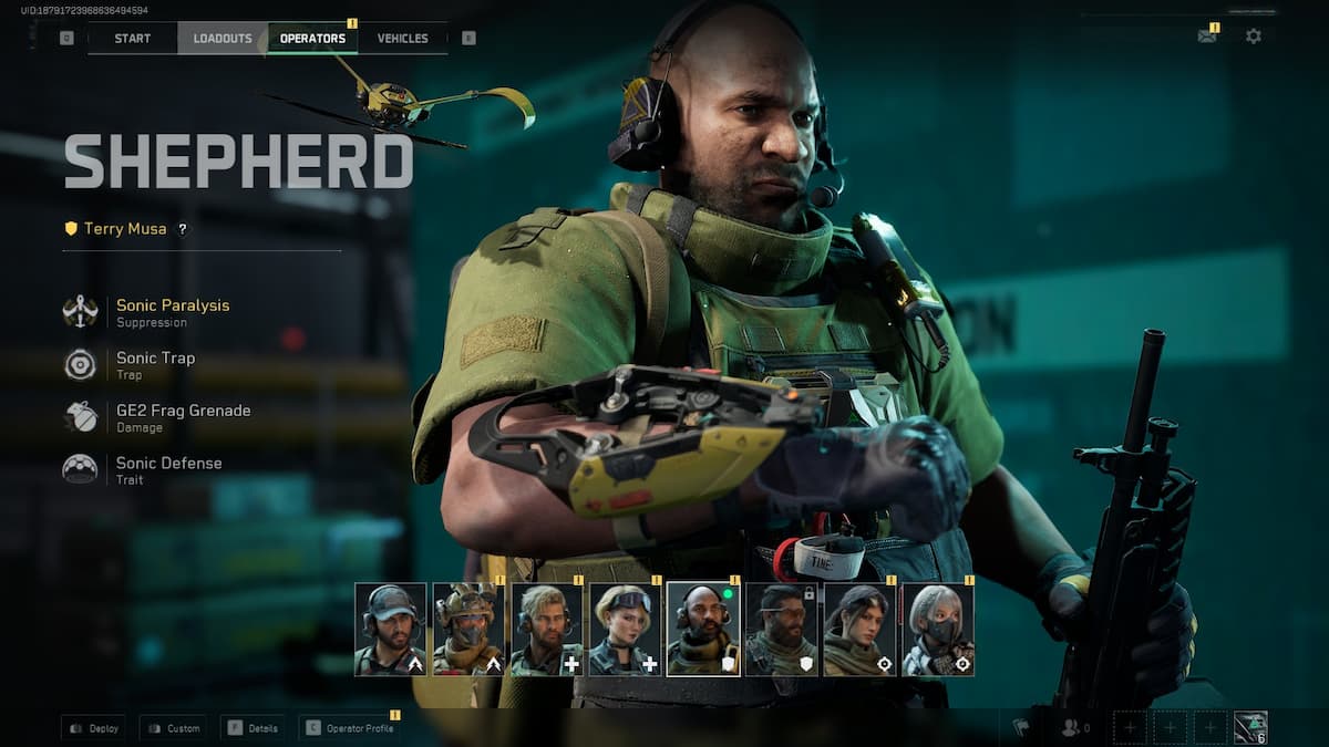 Shepherd operator screen in Delta Force