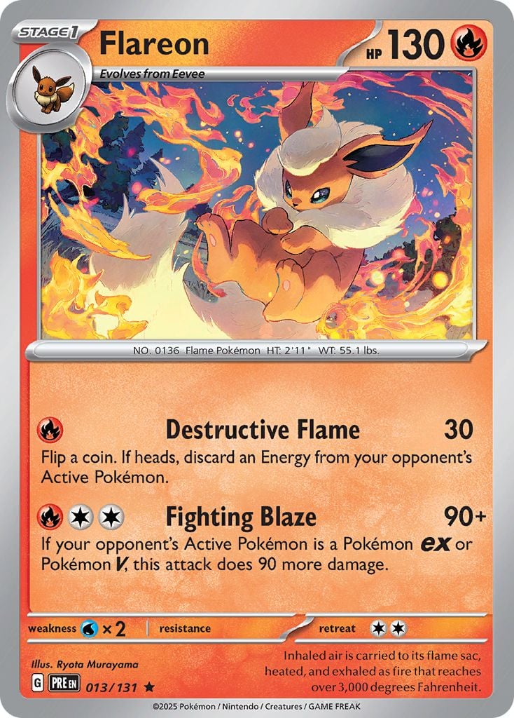 Flareon Pokémon card.