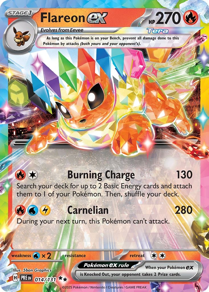 Flareon ex Pokémon card.