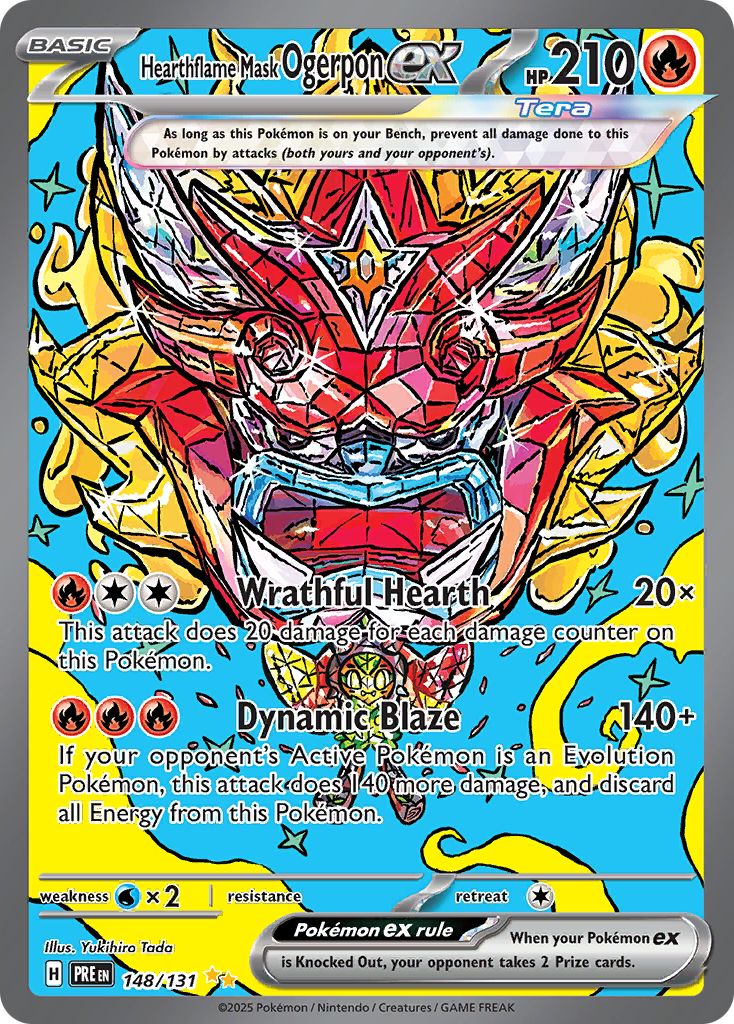 Hearthflame Mask Ogerpon ex Pokémon card.