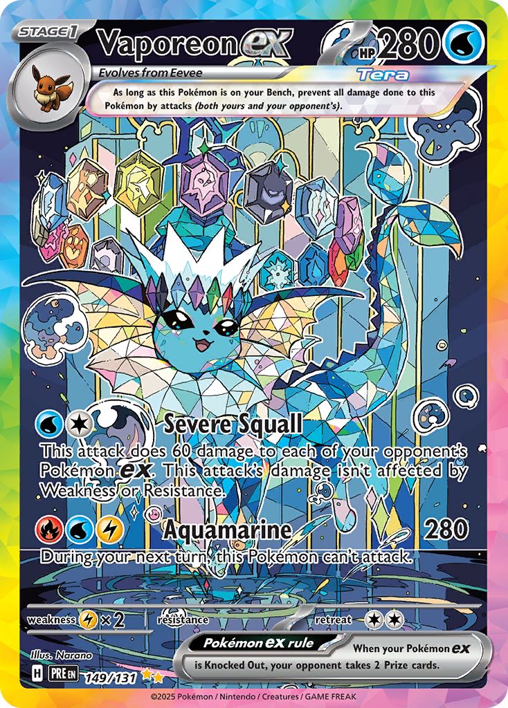Vaporeon ex Pokémon card.