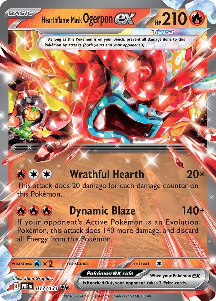 Hearthflame Mask Ogerpon ex Pokémon card.