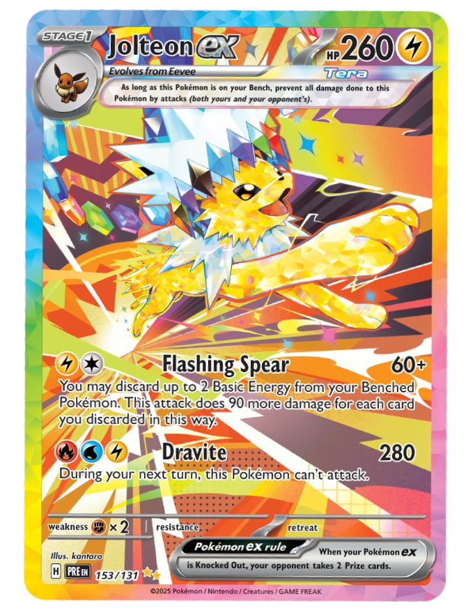 Jolteon ex full art Pokémon card.