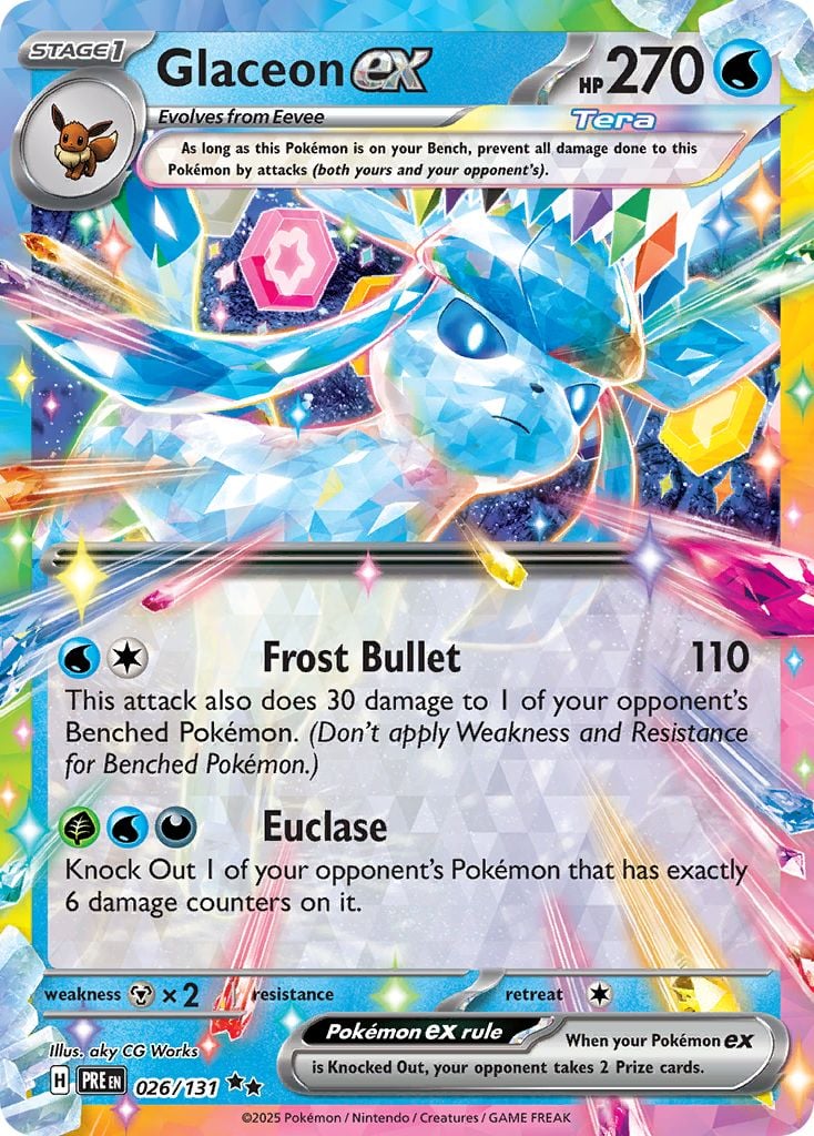 Glaceon ex Pokémon card.