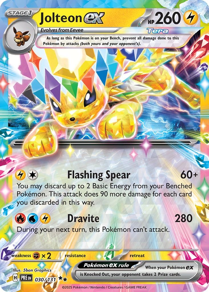 Jolteon ex Pokémon card.
