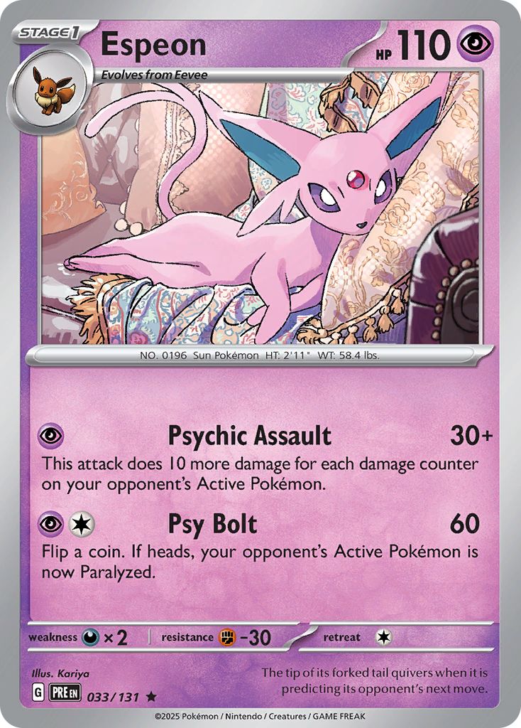 Espeon Pokémon card.