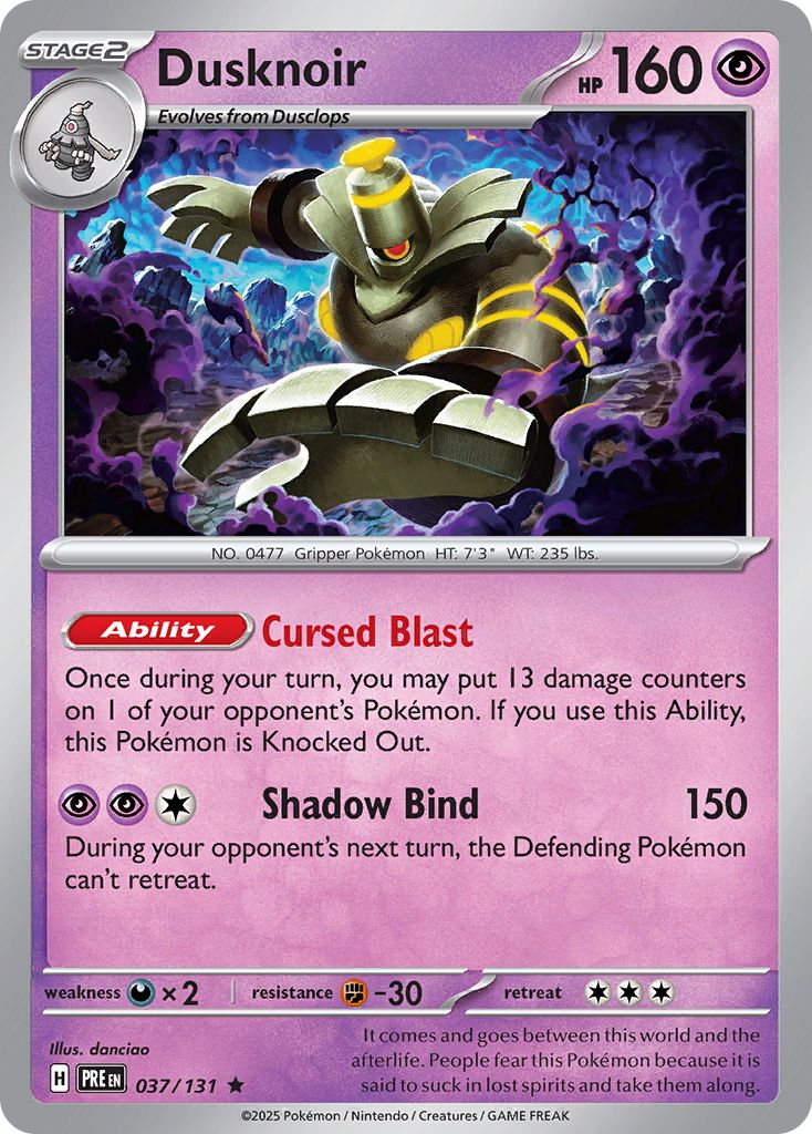 Dusknoir Pokémon card.