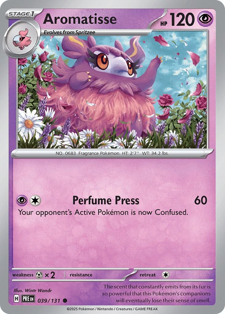 Aromatisse Pokémon card.