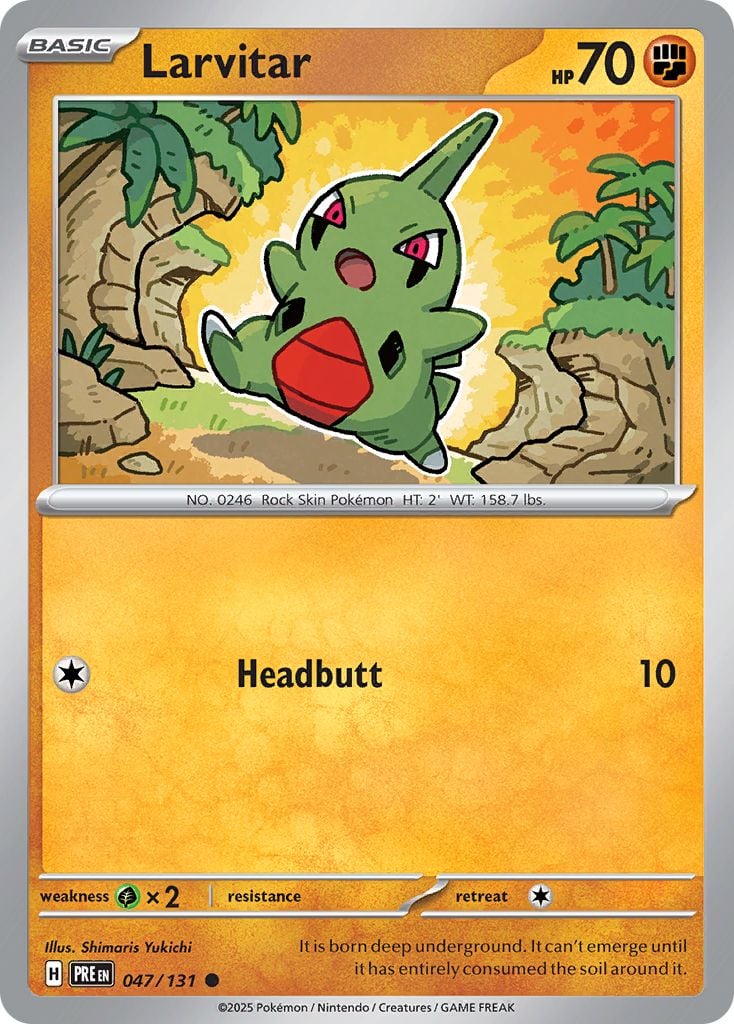 Larvitar Pokémon card.