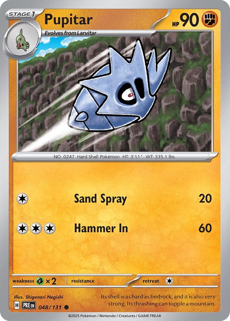 Pupitar Pokémon card.