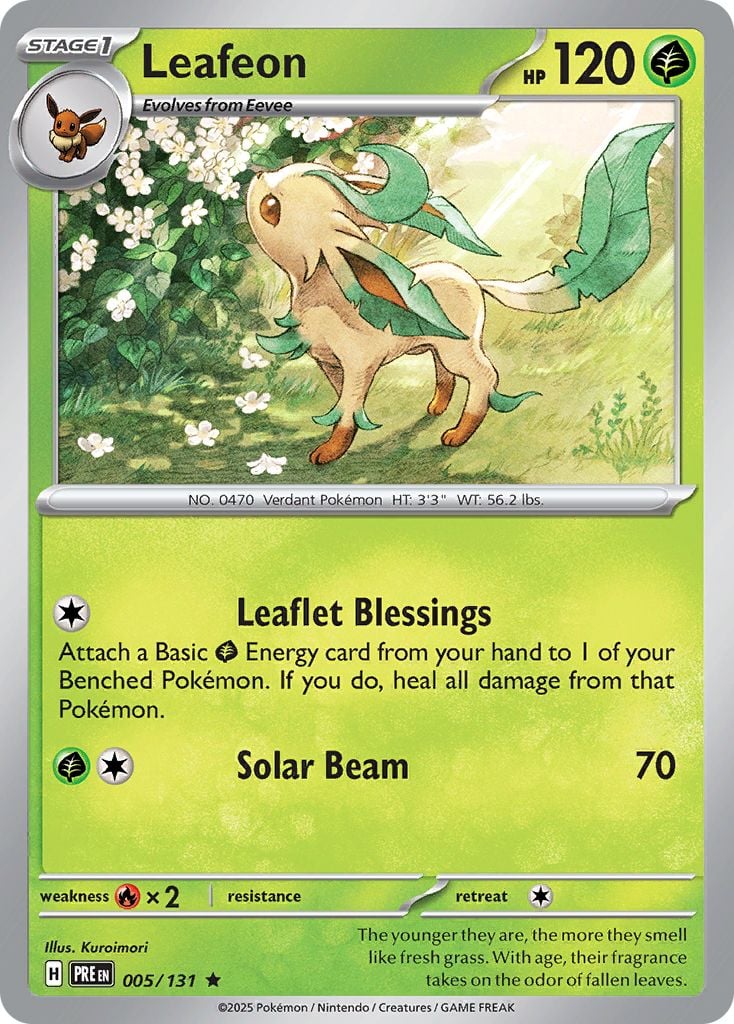 Leafeon Pokémon card.