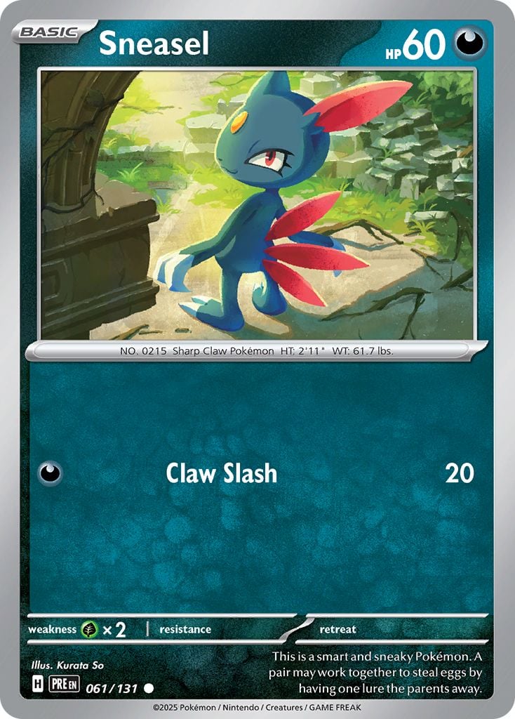 Sneasel Pokémon card.