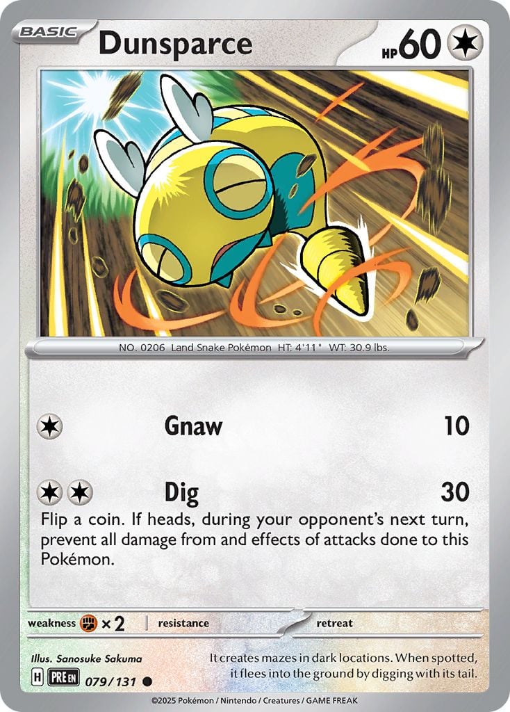Dunsparce Pokémon card.