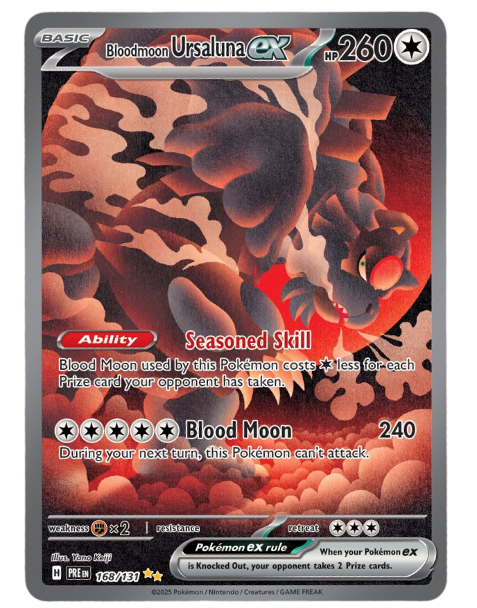 Bloodmoon Ursaluna full art Pokémon card.