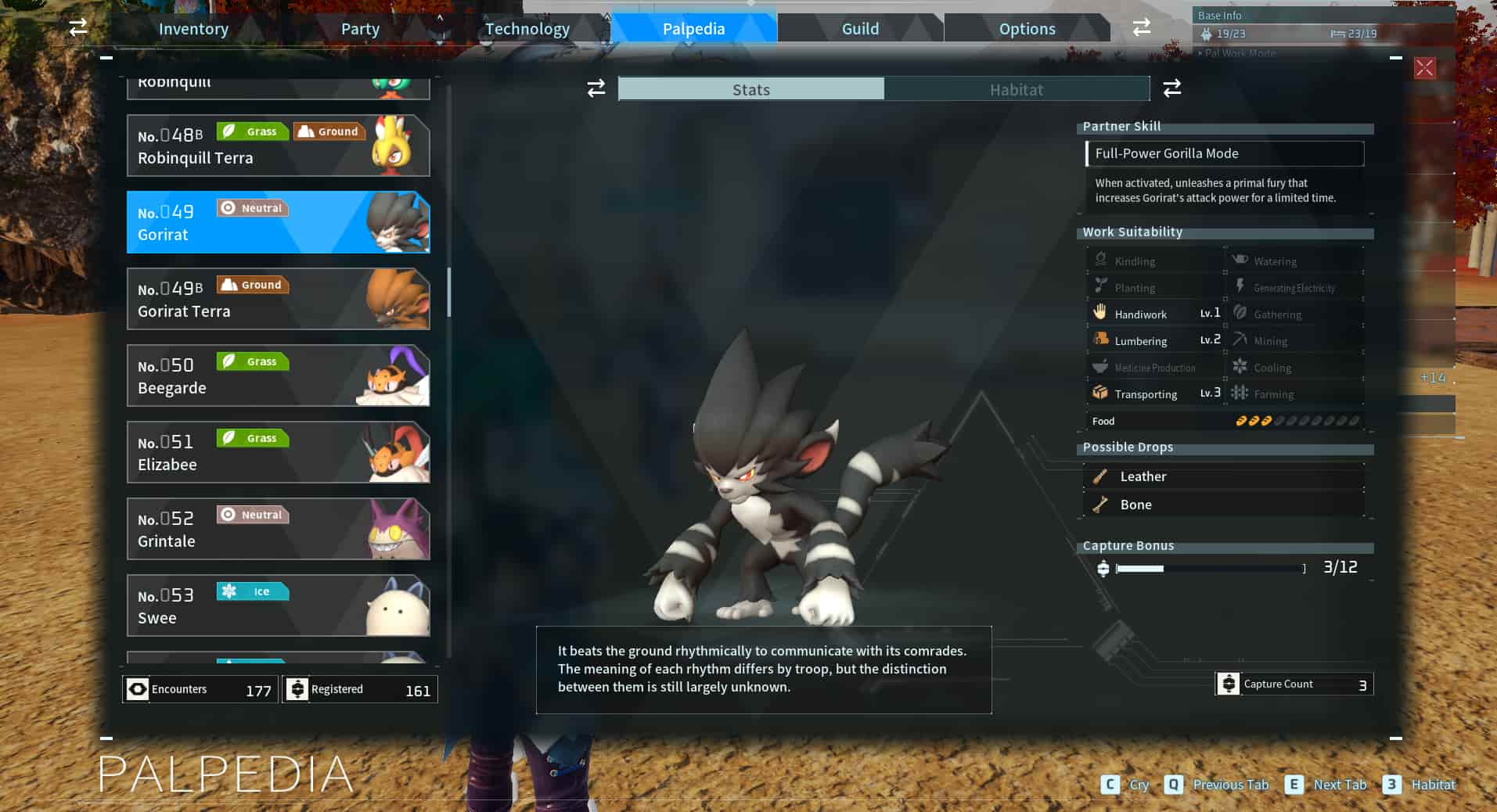 Picture showing Gorirat's Palpedia description.