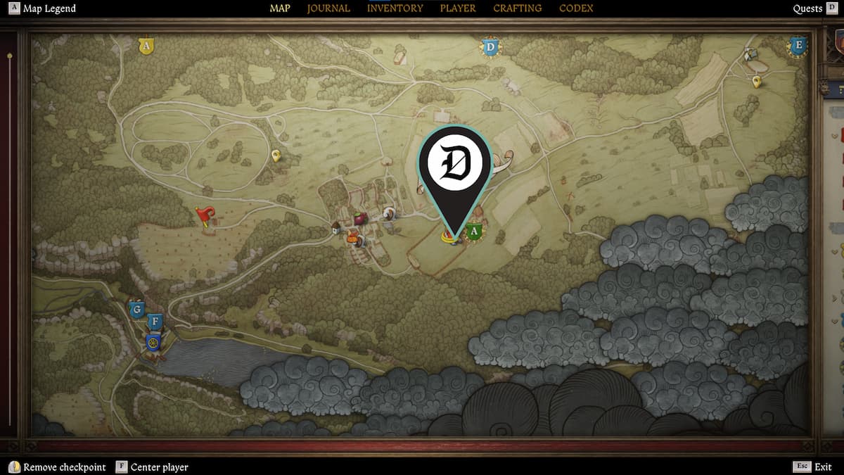 A map screenshot with a marker on it indicating the location of Semine.