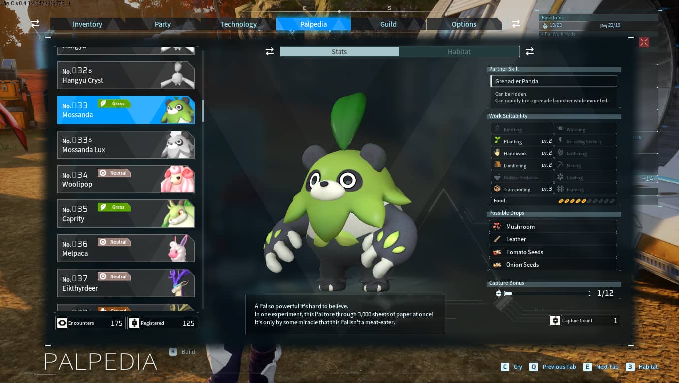 Picture showing Mossanda's Palpedia description.