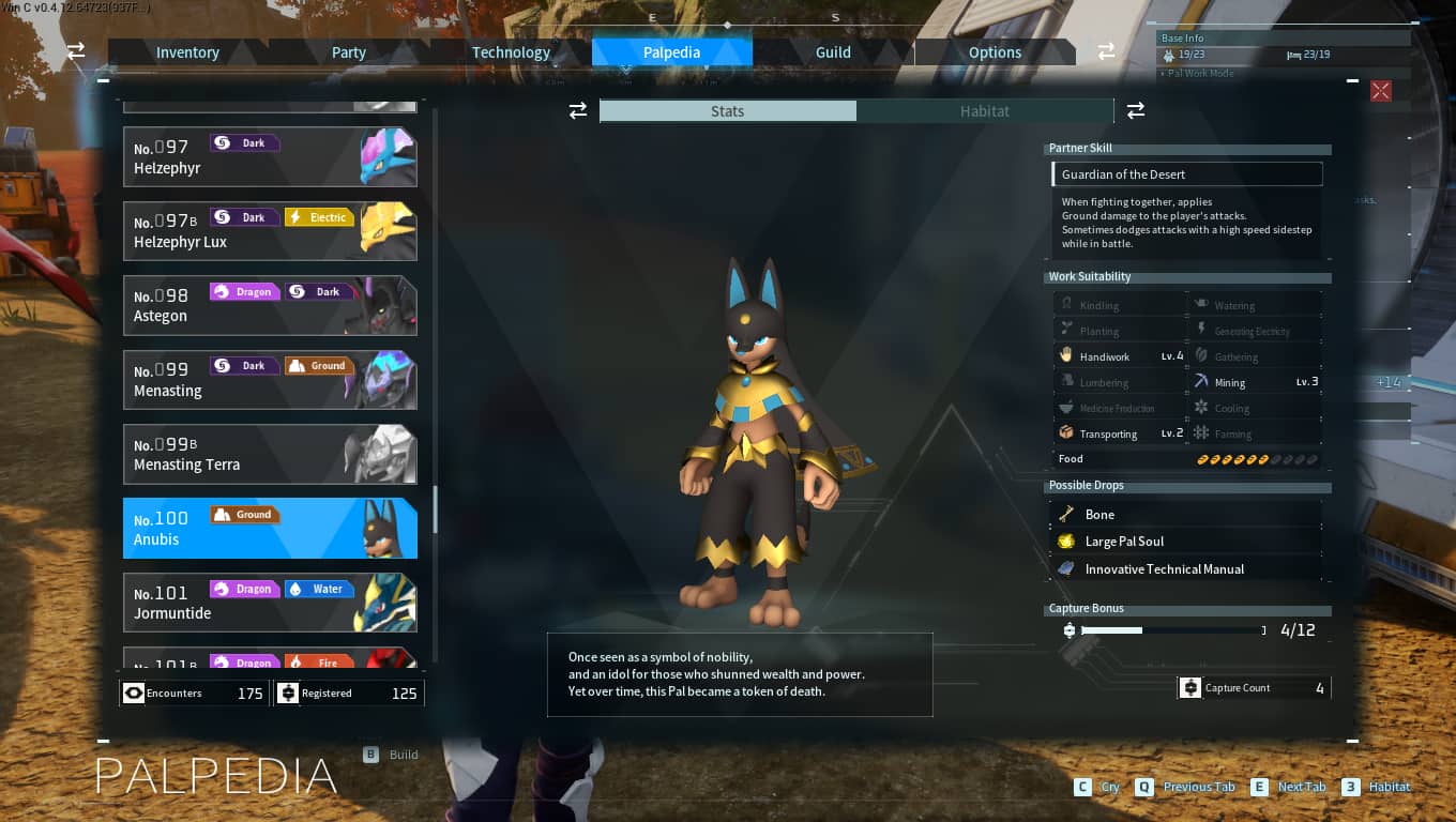 Picture showing Anubis' Palpedia description.