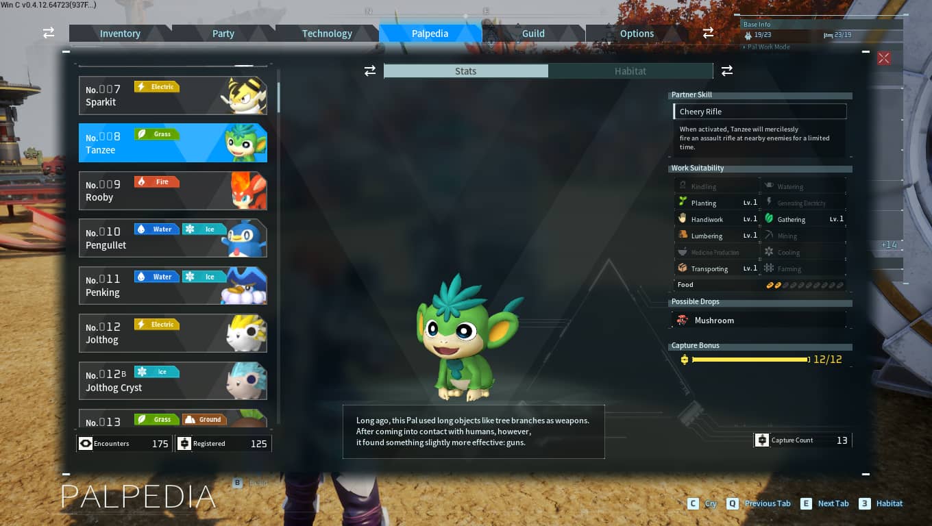 Picture showing Tanzee's Palpedia description.