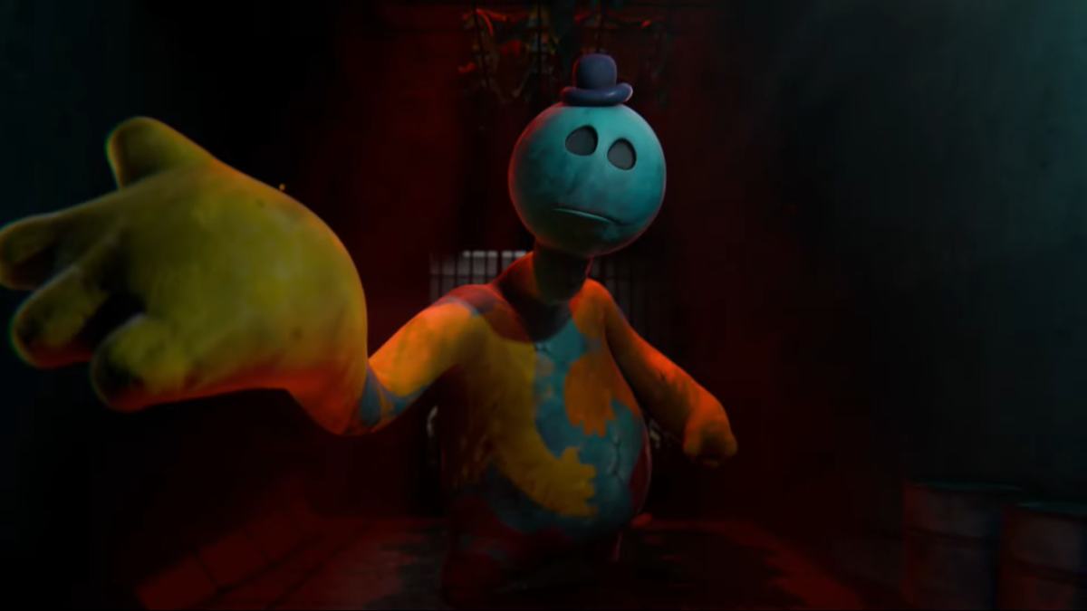 Doey the Doughman reaching his arm out towards the camera