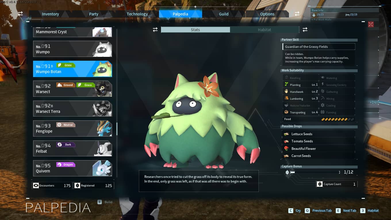 Picture showing Wumpo Botan's Palpedia description.