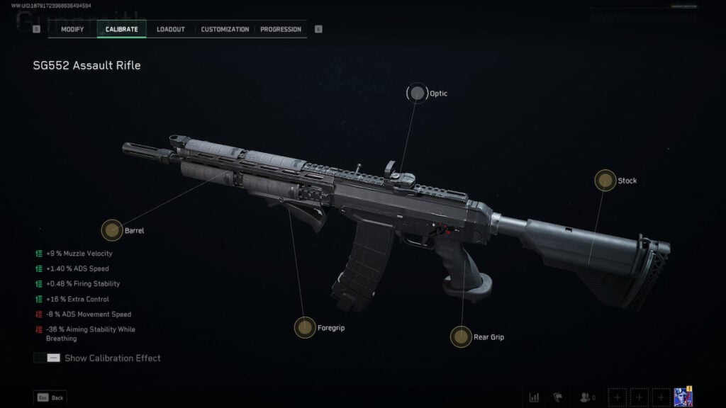 SG552 calibration settings in Delta Force