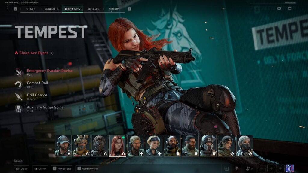Tempest Operator in Delta Force character select