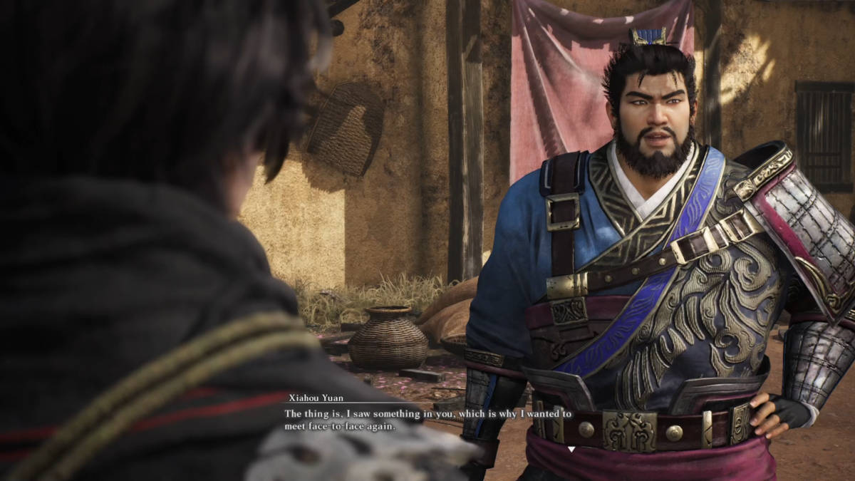 Dynasty Warriors Origins review: Xiahou Yuan is talking to the player about something he saw in him during the previous battle.