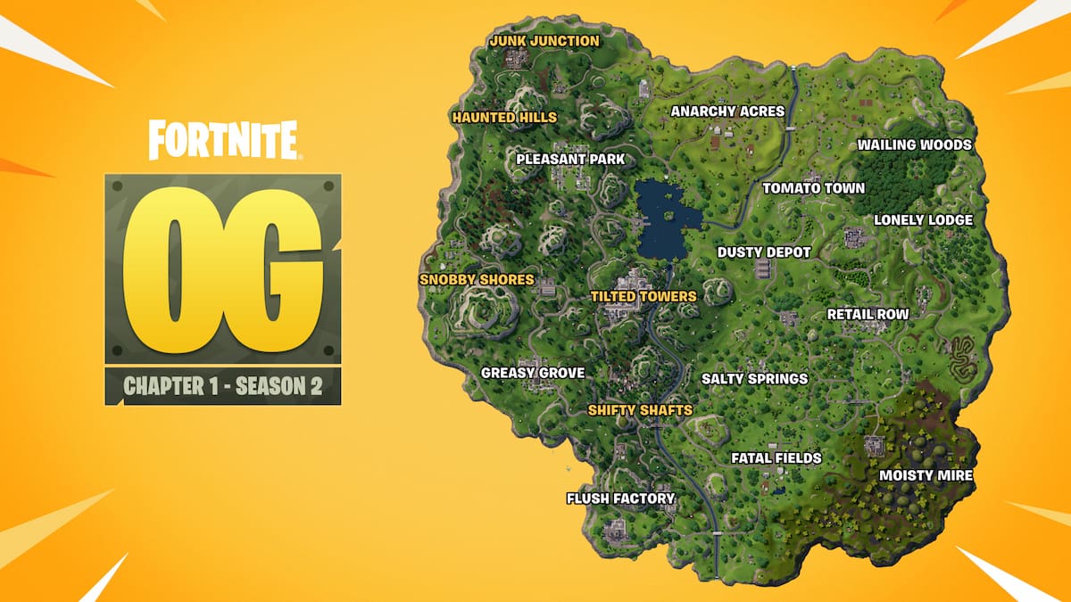 The Fortnite OG Chapter One, season two map.