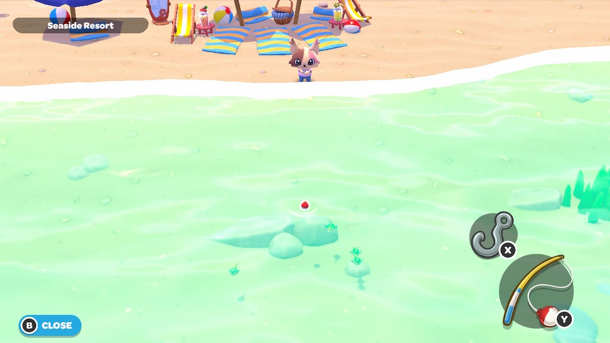 Fishing in Hello Kitty Island Adventure.