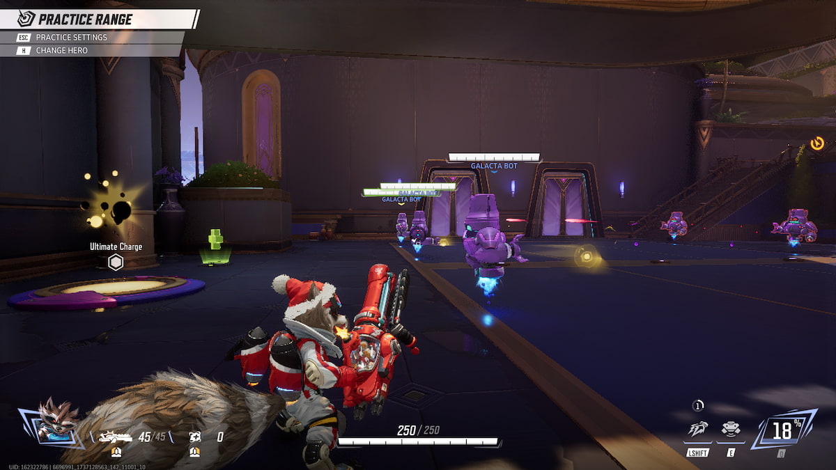 Rocket Raccoon shooting healing orbs at his allies in Marvel Rivals.