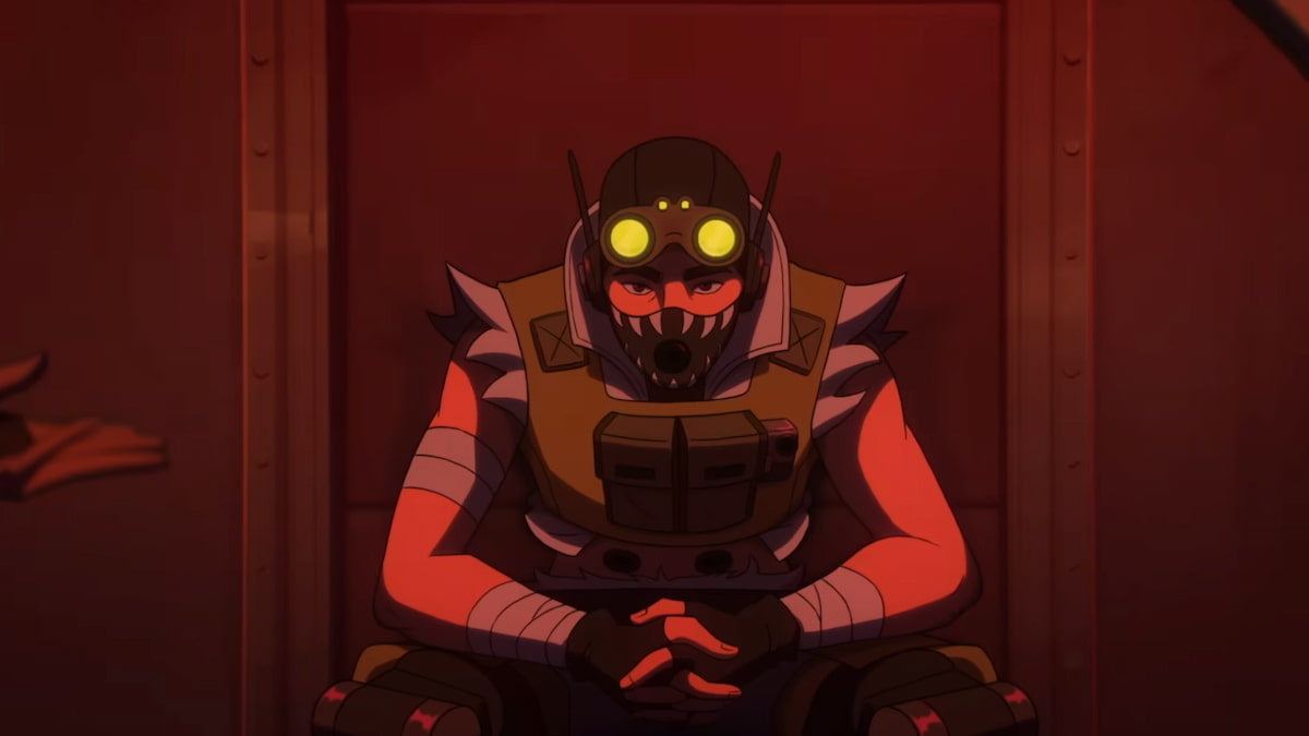 An image of Octane from a trailer for Apex Legends, where he is ready to jump into battle.