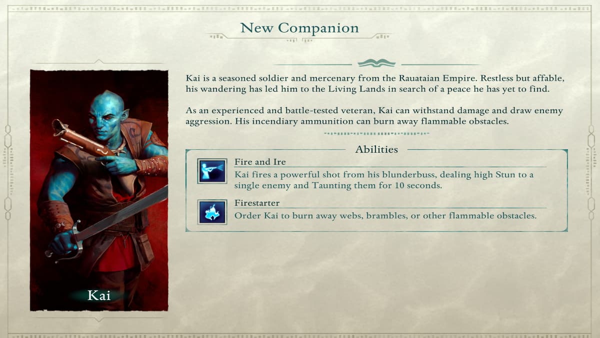 Kai's unlock screen in Avowed showing available abilities.