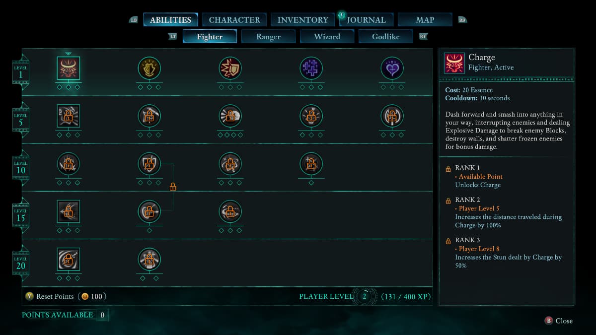 A screenshot of the Fighter ability tree in Avowed.